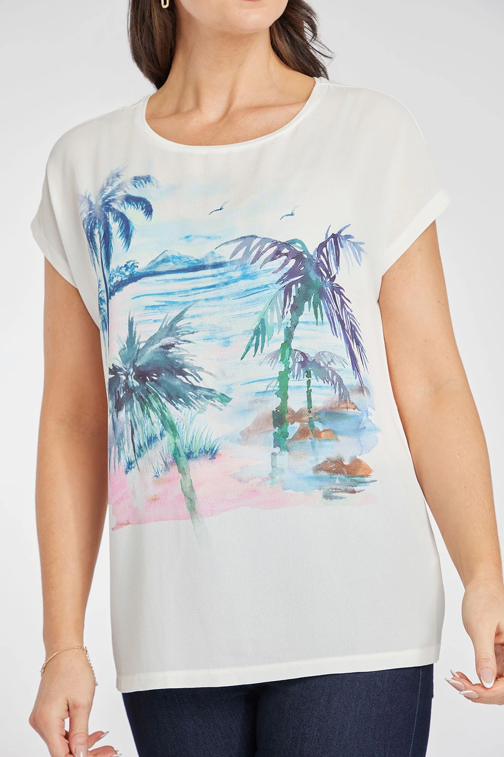 Short Sleeve Woven Palm Design Top 8 Short Sleeve Woven Palm Design Top - Image 6