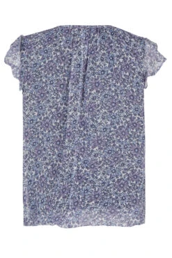 Short Sleeve Bubble Hem Ditsy Blouse -Mod Vanta Sales Store 900310809 alt2a