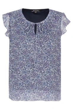 Short Sleeve Bubble Hem Ditsy Blouse -Mod Vanta Sales Store 900310809 defaulta