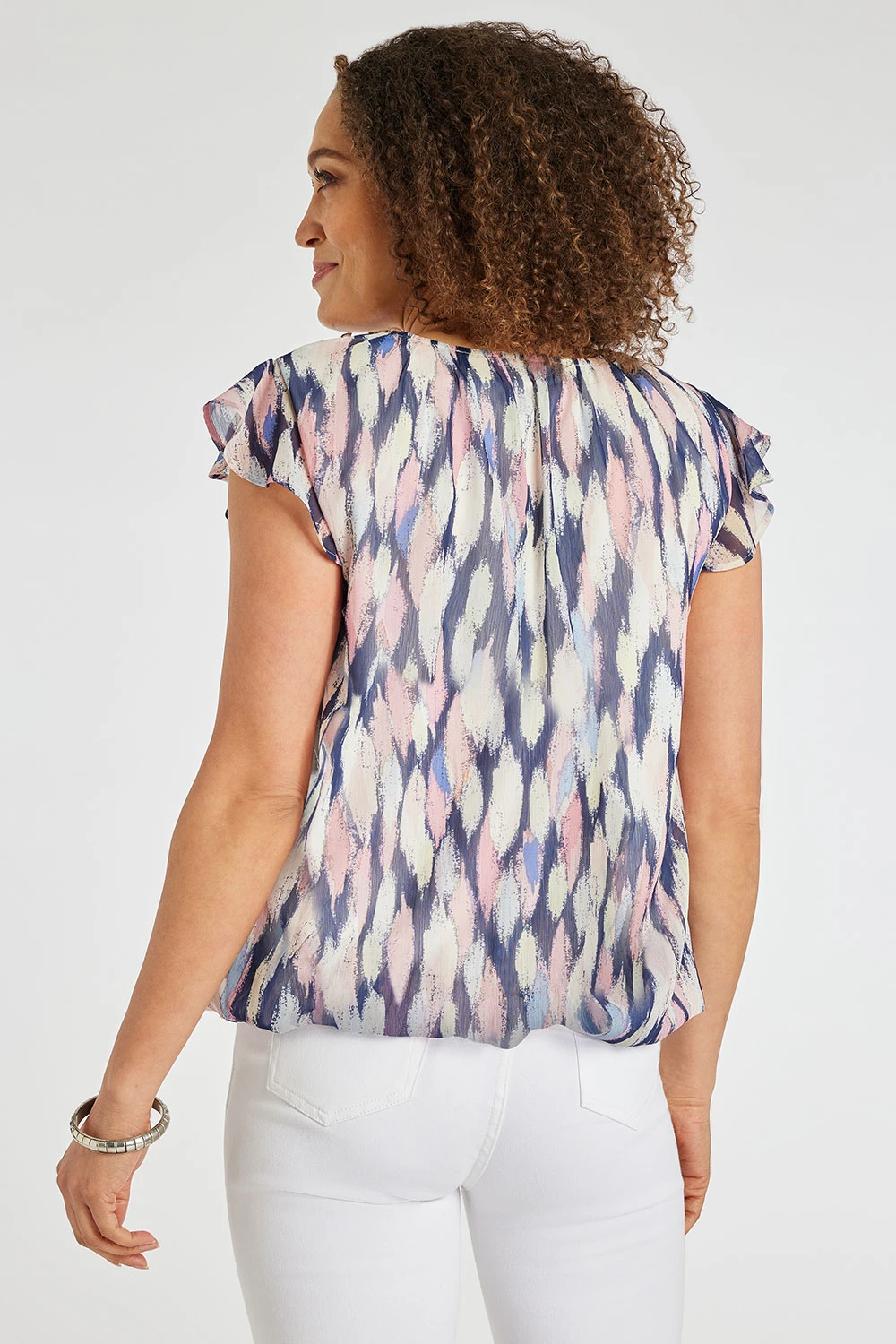 Short Sleeve Bubble Hem Multi Print Blouse 5 Short Sleeve Bubble Hem Multi Print Blouse - Image 3