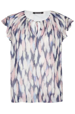 Short Sleeve Bubble Hem Multi Print Blouse 8 Short Sleeve Bubble Hem Multi Print Blouse -Mod Vanta Sales Store 900310953 default1