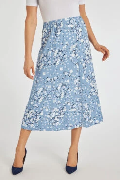 Floral Print Chambray Skirt