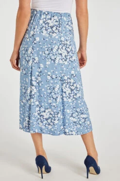 Floral Print Chambray Skirt 11 Floral Print Chambray Skirt -Mod Vanta Sales Store 900311026 alt4