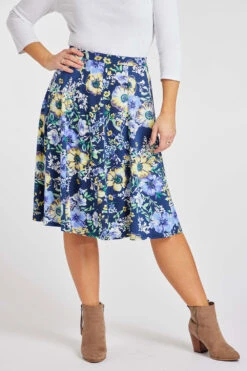 Large Floral Print Midi Skirt