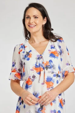 Watercolour Floral Chiffon Tea Dress -Mod Vanta Sales Store 900312093 alt5