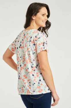 Short Sleeve Floral Drawstring Hem Top -Mod Vanta Sales Store 900313344 alt5