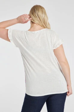 Short Frill Sleeve Embroidered Floral Print Top -Mod Vanta Sales Store 900313544 alt41