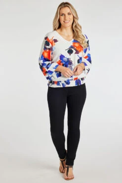 3/4 Sleeve Large Watercolour Floral Blouse -Mod Vanta Sales Store 900314444 alt1