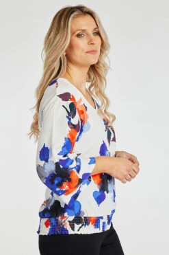 3/4 Sleeve Large Watercolour Floral Blouse -Mod Vanta Sales Store 900314444 alt3