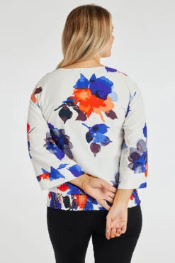 3/4 Sleeve Large Watercolour Floral Blouse -Mod Vanta Sales Store 900314444 alt4