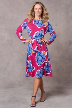 Large Floral Print Belted Dress -Mod Vanta Sales Store 9003148 1