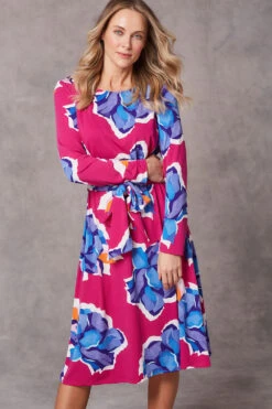 Large Floral Print Belted Dress -Mod Vanta Sales Store 9003148 2