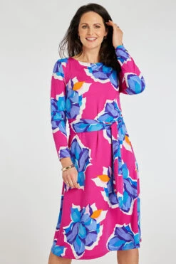 Large Floral Print Belted Dress -Mod Vanta Sales Store 900314863 alt1