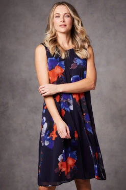 Sleeveless Split Layer Floral Dress