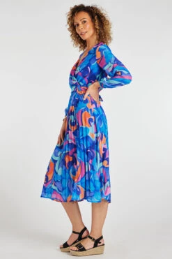 Floral Swirl Design Wrap Dress With Belt 15 Floral Swirl Design Wrap Dress With Belt -Mod Vanta Sales Store 900315040 alt4
