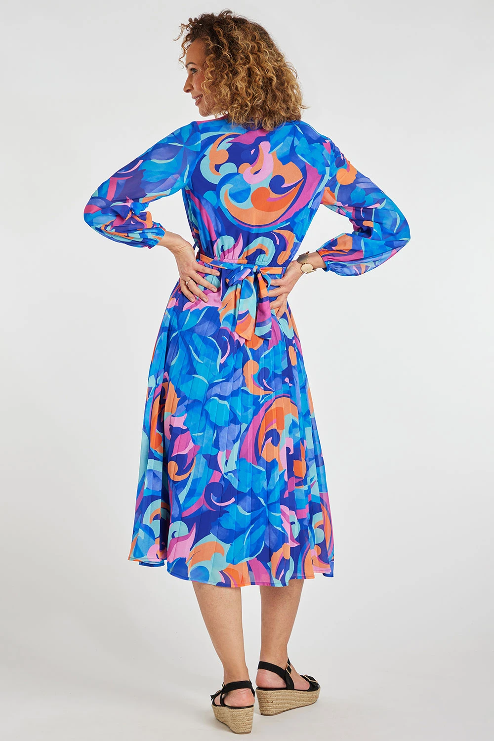 Floral Swirl Design Wrap Dress With Belt 6 Floral Swirl Design Wrap Dress With Belt - Image 4