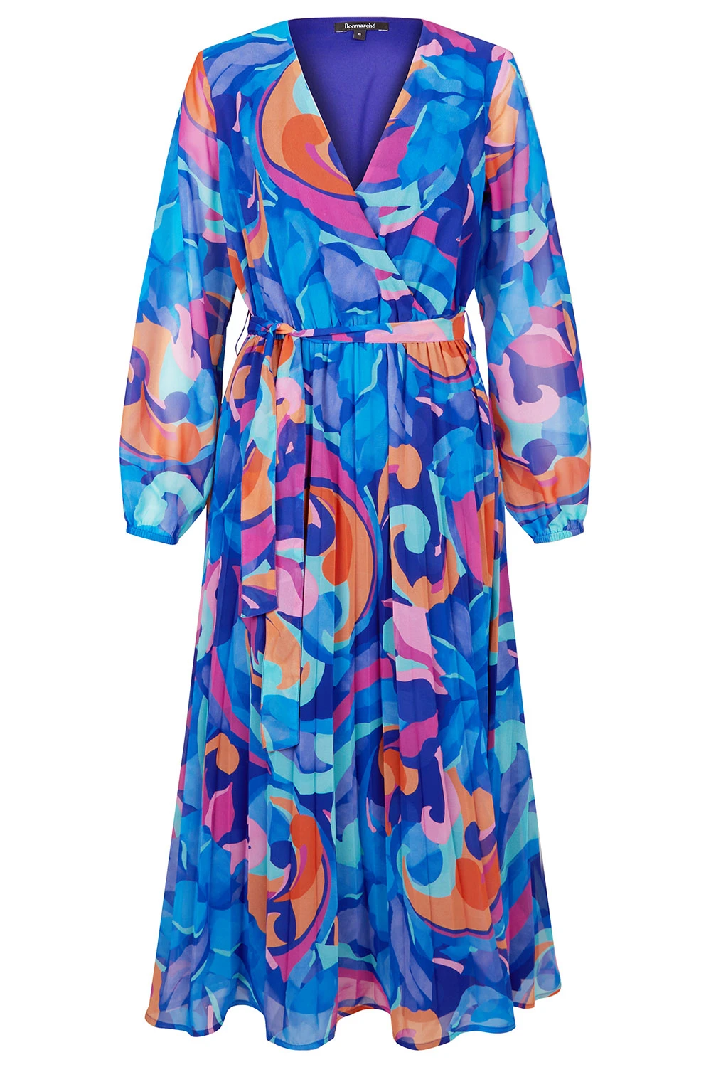 Floral Swirl Design Wrap Dress With Belt 4 Floral Swirl Design Wrap Dress With Belt - Image 2