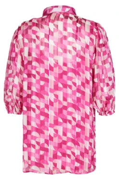 Geo Tile Balloon Sleeve Drop Hem Blouse -Mod Vanta Sales Store 900315263 alt2