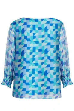 3/4 Sleeve Geo Tile Print Blouse -Mod Vanta Sales Store 900315509 alt2
