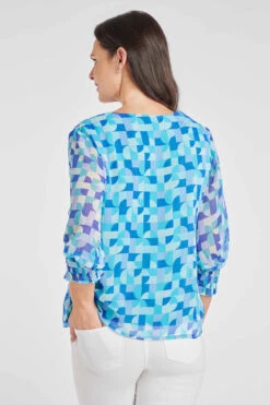 3/4 Sleeve Geo Tile Print Blouse -Mod Vanta Sales Store 900315509 alt5