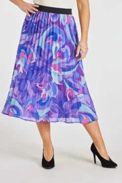 Floral Swirl Pleated Chiffon Skirt