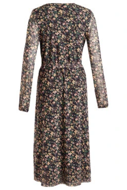 3/4 Sleeve Ditsy Printed Mesh Belted Wrap Dress -Mod Vanta Sales Store 900316307 alt2