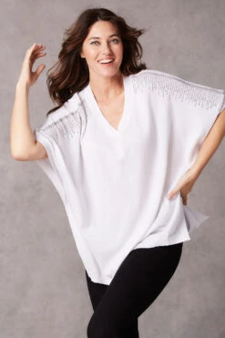 Sparkle Detail Short Sleeve Knitted Top -Mod Vanta Sales Store 9003188 1