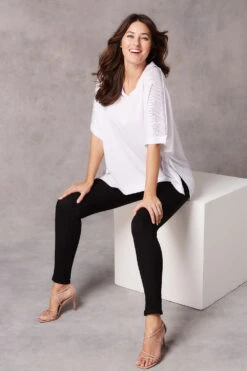 Sparkle Detail Short Sleeve Knitted Top