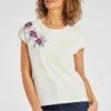 Short Sleeve Embroidered Floral Shoulder Detail Top -Mod Vanta Sales Store 900322344 alt1