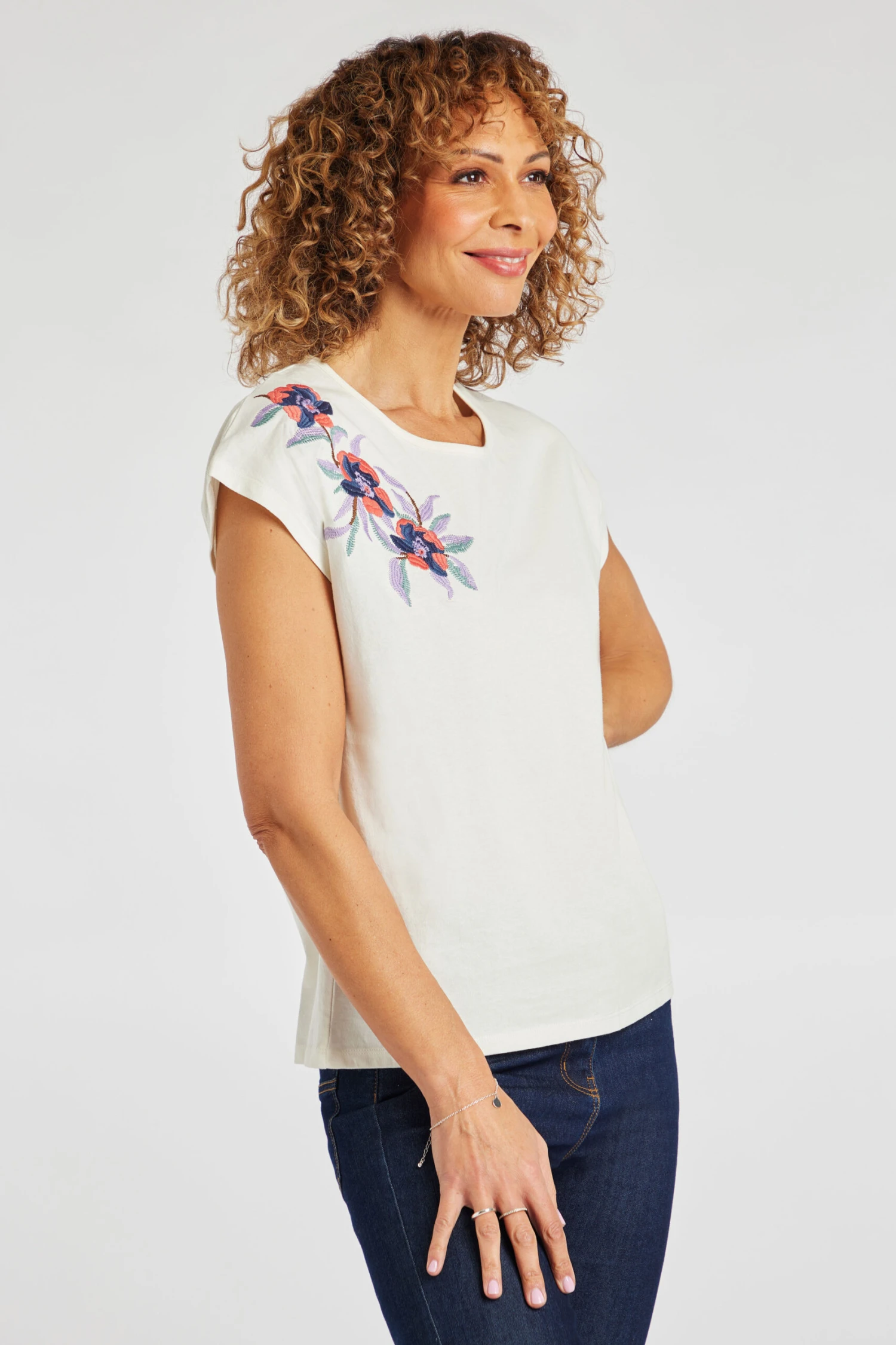 Short Sleeve Embroidered Floral Shoulder Detail Top 6 Short Sleeve Embroidered Floral Shoulder Detail Top - Image 5