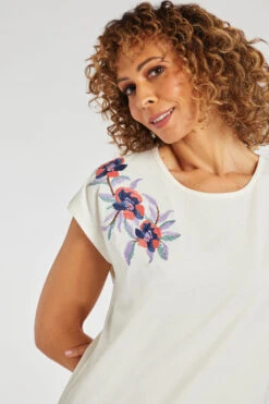 Short Sleeve Embroidered Floral Shoulder Detail Top 12 Short Sleeve Embroidered Floral Shoulder Detail Top -Mod Vanta Sales Store 900322344 alt5