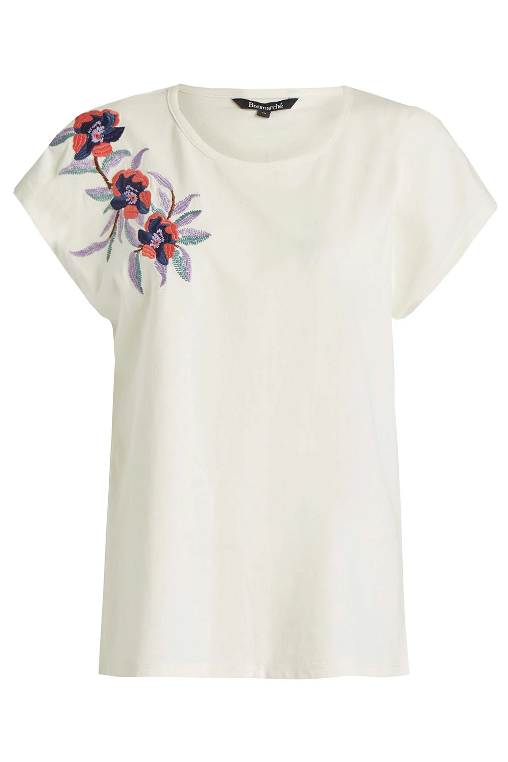 Short Sleeve Embroidered Floral Shoulder Detail Top 3 Short Sleeve Embroidered Floral Shoulder Detail Top - Image 2