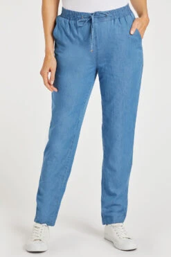 Tie Waist Chambray Trousers
