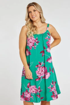 Botanical Floral Print Frill Hem Dress