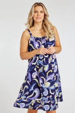 Paisley Swirl Frill Hem Dress