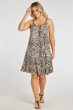 Animal Print Frill Hem Dress -Mod Vanta Sales Store 900333751 alt1