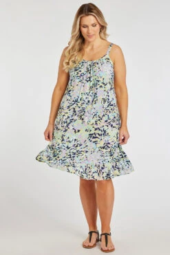 Multi Animal Print Frill Hem Dress -Mod Vanta Sales Store 900333851 alt1