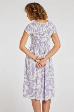 Paisley Mono Swirl Shirred Bodice Dress -Mod Vanta Sales Store 900334241 alt5