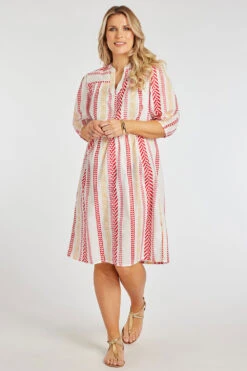 Striped Jacquard Print Dress -Mod Vanta Sales Store 900334393 alt1