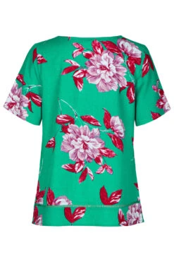 Short Sleeve Square Neck Floral Print Linen Top -Mod Vanta Sales Store 900336031 alt2