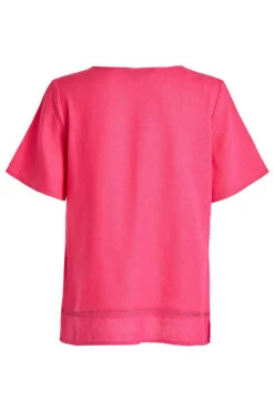 Short Sleeve Square Neck Plain Linen Top -Mod Vanta Sales Store 900336363 alt2