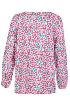 Long Sleeve Half Placket Ditsy Print Linen Overhead Shirt -Mod Vanta Sales Store 900336451 alt2