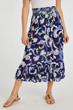 Paisley Swirl Crinkle Tiered Skirt -Mod Vanta Sales Store 900337253 alt1