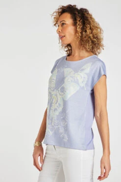 Short Sleeve Three Butterflies Design Top -Mod Vanta Sales Store 900338565 alt3