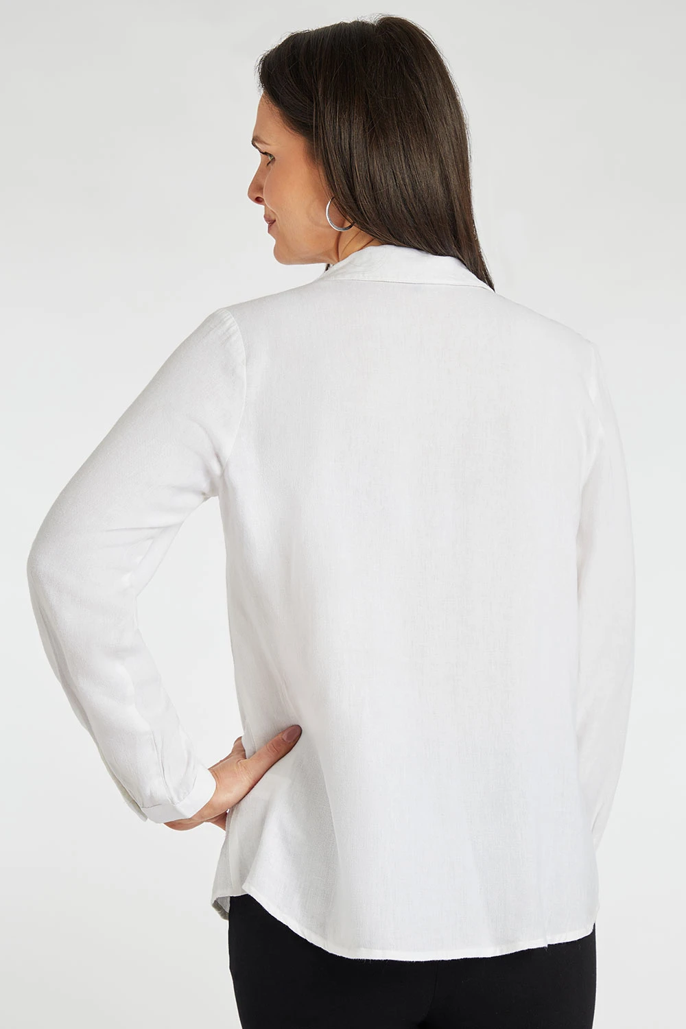 Long Sleeve Collared Button Through Linen Shirt 6 Long Sleeve Collared Button Through Linen Shirt - Image 4