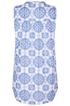 Sleeveless Tile Print Button Through Shirt -Mod Vanta Sales Store 900343793 alt2