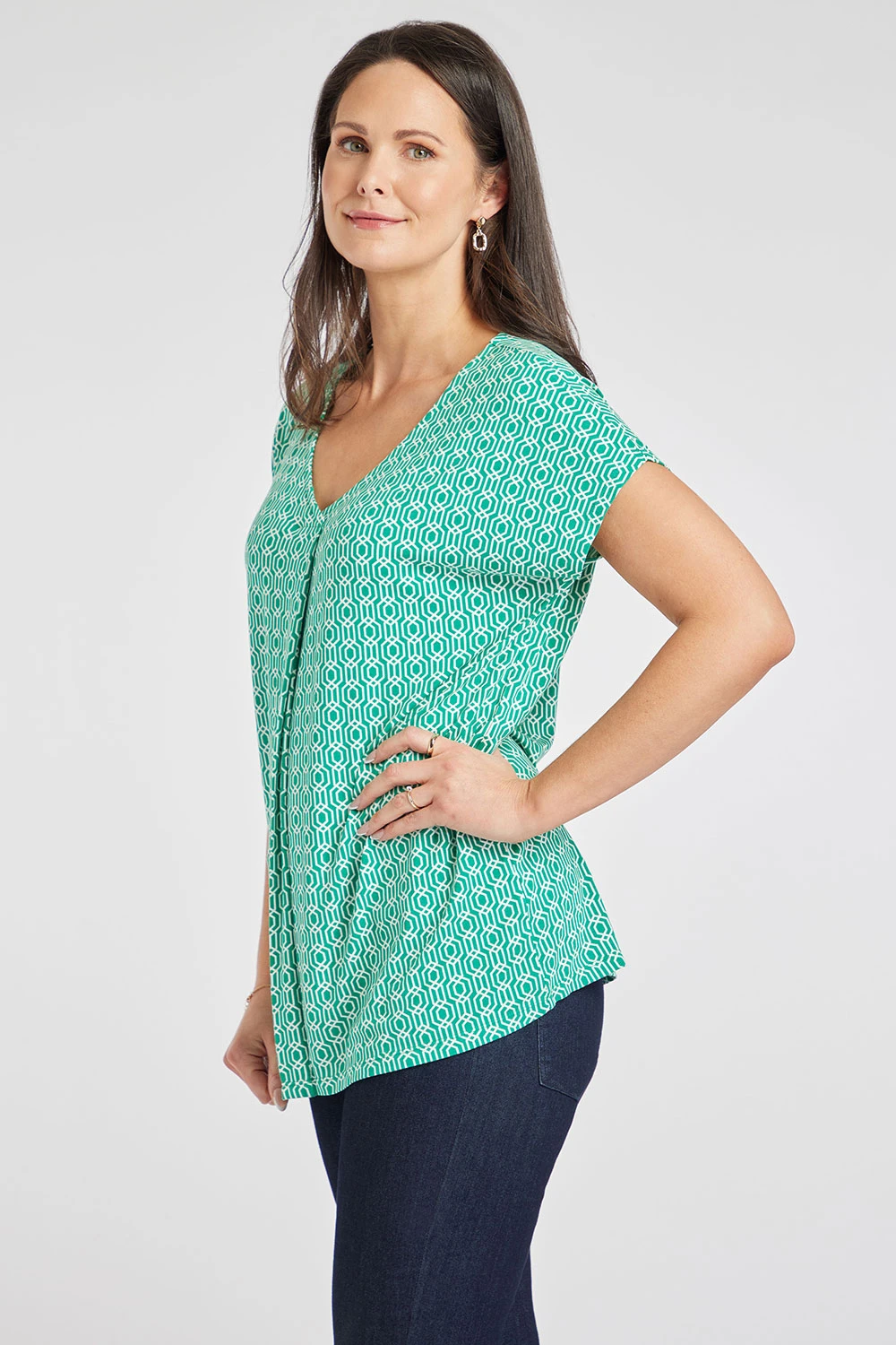 Short Sleeve Pleated Geo Diamond T-Shirt 7 Short Sleeve Pleated Geo Diamond T-Shirt - Image 5