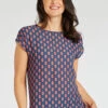 Short Sleeve Tile Print Woven Front Tunic -Mod Vanta Sales Store 900344953 alt1