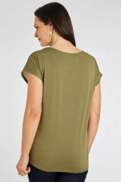 Short Sleeve Floral Placement Woven Front Top -Mod Vanta Sales Store 900345039 alt4