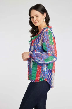 Long Sleeve Patchwork Blouse With Cami -Mod Vanta Sales Store 900345151 alt3